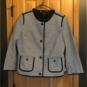 NWOT TALBOTS Black and White Striped Blazer